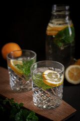 drink with lemon and mint