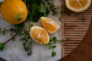 fresh lemon and herbs