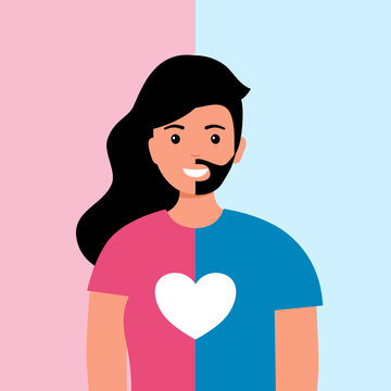 Transgender person front view concept vector illustration.