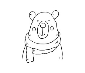 Hand drawn isolated Teddy bear. Doodle vector illustration
