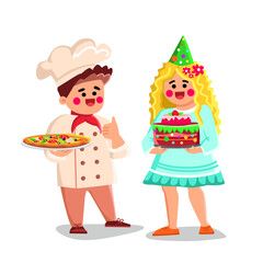 kid cook vector. child kitchen, food happy, girl chef, fun little, family cute, home baby, young apron kid cook character. people flat cartoon illustration