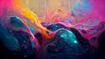 Fototapeta na wymiar colorful abstract iridescent space art swirl background