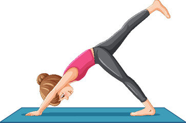 A girl doing yoga cartoon character