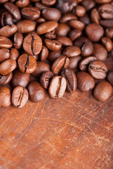 Coffee beans. Closeup of coffee beans with focus