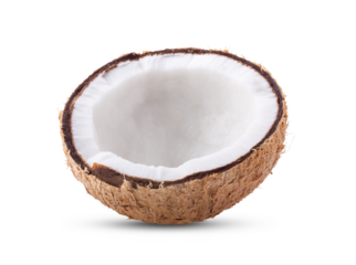Half coconut isolated on transparent (PNG)