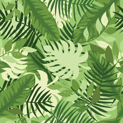 Cute sloth in greeney forest seamless pattern