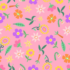playful floral seamless pattern