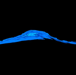 Blue Water waves and air bubbles. black background and copy space above and below