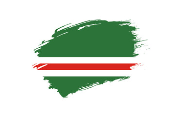 Creative hand drawn grunge brushed flag of Chechen Republic of Ichkeria with solid background