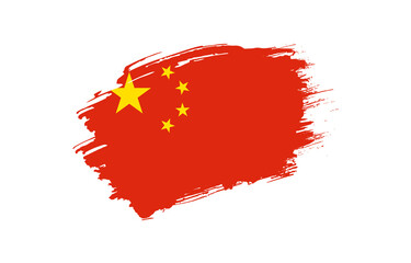 Creative hand drawn grunge brushed flag of China with solid background
