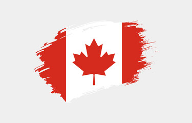 Creative hand drawn grunge brushed flag of Canada with solid background