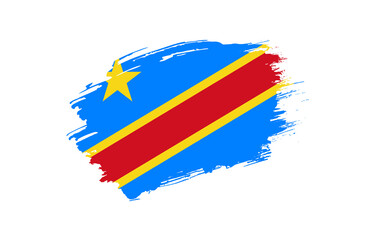 Creative hand drawn grunge brushed flag of Democratic Republic of the Congo with solid background