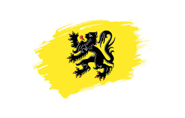 Creative hand drawn grunge brushed flag of Flanders with solid background