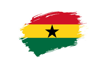 Creative hand drawn grunge brushed flag of Ghana with solid background