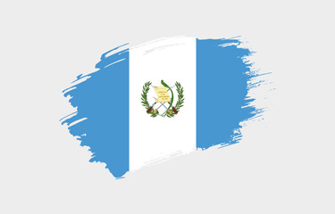 Creative hand drawn grunge brushed flag of Guatemala with solid background