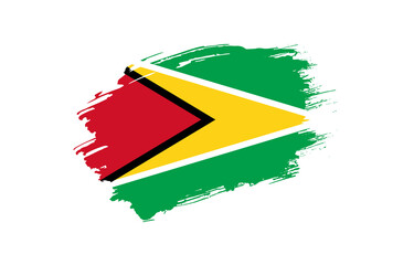 Creative hand drawn grunge brushed flag of Guyana with solid background