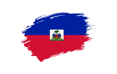Creative hand drawn grunge brushed flag of Haiti with solid background