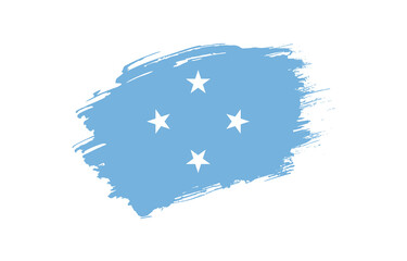 Creative hand drawn grunge brushed flag of Micronesia with solid background