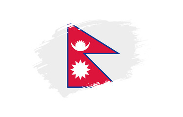 Obraz premium Creative hand drawn grunge brushed flag of Nepal with solid background