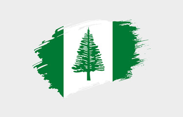 Creative hand drawn grunge brushed flag of Norfolk Island with solid background