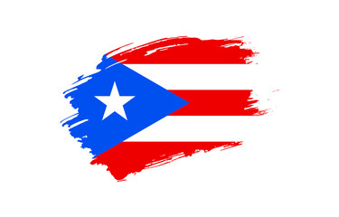 Obraz na płótnie Canvas Creative hand drawn grunge brushed flag of Puerto Rico with solid background