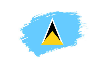 Creative hand drawn grunge brushed flag of Saint Lucia with solid background