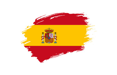 Creative hand drawn grunge brushed flag of Spain with solid background