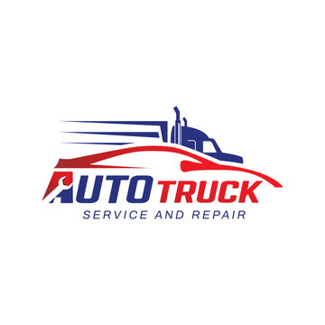 Automotive Care Truck and Repair Logo Design Template