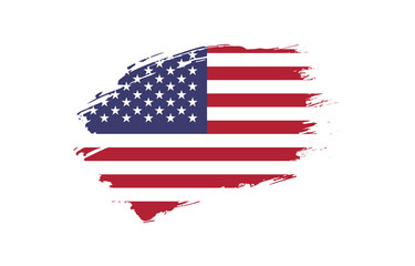 Creative hand drawn grunge brushed flag of United States of America with solid background