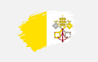 Creative hand drawn grunge brushed flag of Vatican City with solid background