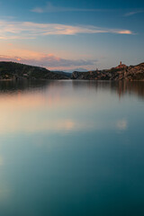 El Grado reservoir with the Torreciudad sanctuary in the background.September 17, 2022 the Marian Day of the Family