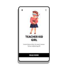 teacher kid girl vector. school classroom, student happy, woman class, children child education, preschoo teacher kid girl character. people flat cartoon illustration