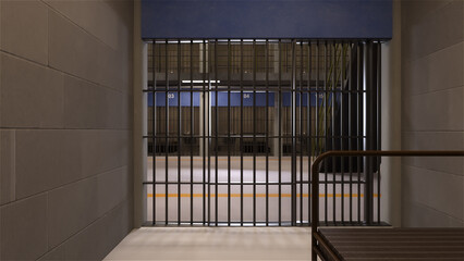 テレビ会議背景用 ZOOM会議背景用 CG 3d 刑務所 拘置所 留置所 拘束 犯罪 刑法 刑法犯 prison cell Jail background video conferencing background