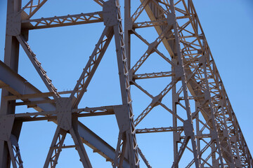 Partial view of a huge steel structure in an old defunct shipyard
