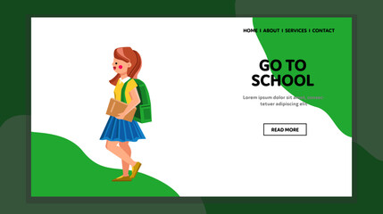 go to school vector. backpack, kid child, girl young, student bag, day walk, happy care, safe go to school character. people flat cartoon illustration