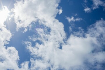 Bright blue sky with clouds