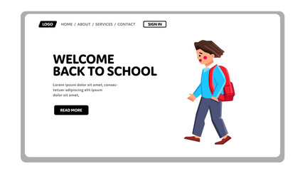 welcome back to school vector. sign banner, education concept, college student, study wall, health welcome back to school character. people flat cartoon illustration