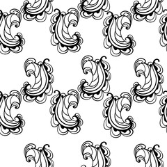 Fototapeta premium Abstract paisley seamless pattern, bean-like elements on white background