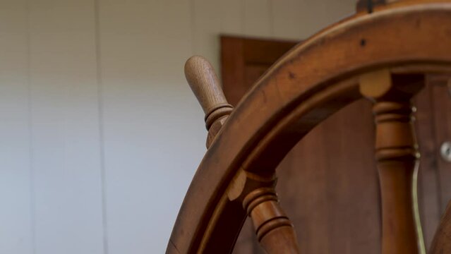 Beautiful helm of a wooden ship