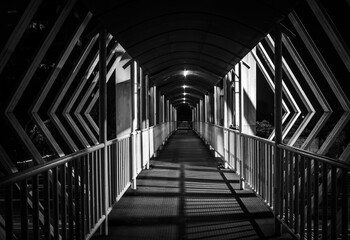 Fototapeta premium light in the tunnel at Bekasi Indonesia black and white version