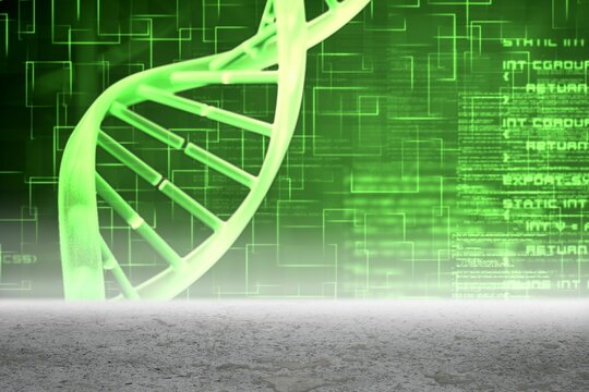 Green DNA helix graphic