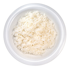 Rice in white plate isolated on white background, Cooked rice in white plate on white background With clipping path.