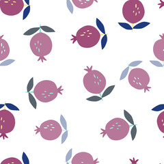 Seamless pattern with pomegranate fruit. Botanical fruits wallpaper.