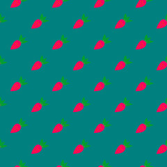 Simple strawberry seamless pattern. Hand drawn strawberries wallpaper. Fruits backdrop.