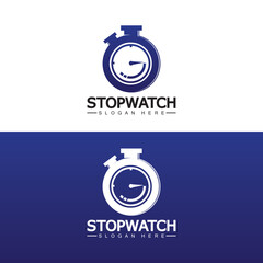 Stopwatch timer logo design vector icon symbol illustration template