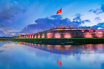 Wonderful view of the “ Meridian Gate Hue “ to the Imperial City with the Purple Forbidden City...