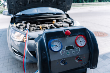 Ac car air repair conditioner service. Check automotive vehicle conditioning system and refill automobile ac compressor. Auto car conditioner repair.