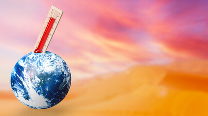 The thermometer and earth for eco or Climate change concept 3d rendering