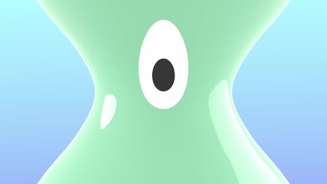 one eye cartoon character animation, 3d render of a spooky monster with liquid form