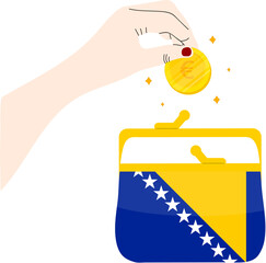 Bosnia And Herzegovina hand drawn flag, EUR hand drawn